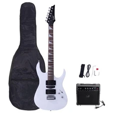 Glarry White 170 Type Right Handed 6 Strings Electric Guitar w/ Bag AMP