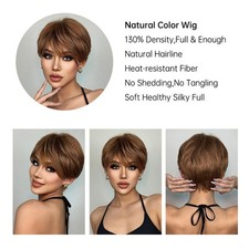 Women apos;s Wig Short Layered Pixie Cut Wigs With Hair Bangs Natural-looking