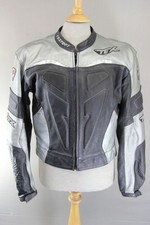 TEXPORT SCHWARZ, SILBER & WEISS LEDER BIKER JACKE + CE ARMOUR & RACE HUMP 42 IN
