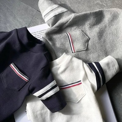 Hunde-Sweatshirt gestreift Fleece Winterweste mit Tasche für kleine bis