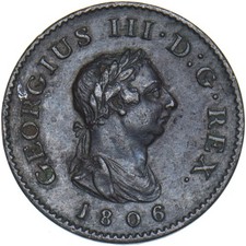 1806 Farthing - George III British Copper Coin - Nice