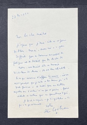 Jean COCTEAU - Signierter Autogrammbrief - Verlag Plon et Cimura