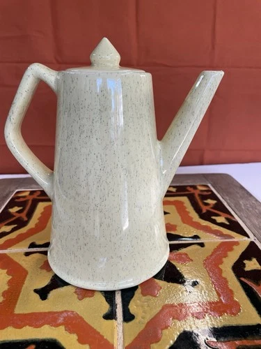 Vintage MCM Bauer Pottery 603 Speckled Yellow Coffee Pot - 8”