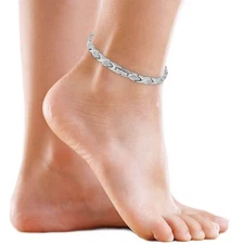 MagnetRX Womens Magnetic Ankle Bracelet Titanium Anklet with 34 Magnet (Silver)