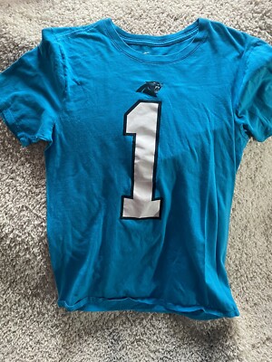 Nike Carolina Panthers Cam Newton Shirt Adult Small Blue Short Sleeve Mens *****