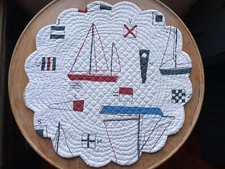 C&F Enterprises One Round Quilted Reversible Placemat “Windward Port” Nautical