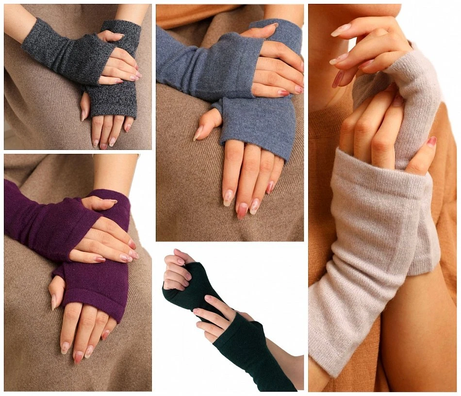 Prettystern Kaschmir Damen Pulswärmer fingerlose Handschuhe Cashmere HandStulpen