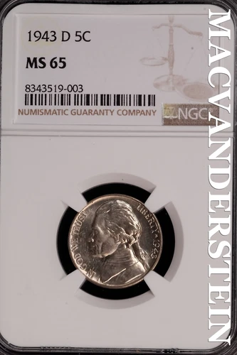 1943-D Jefferson Nickel - NGC MS 65 - Brilliant Uncirculated  Lustrous  #SLG229
