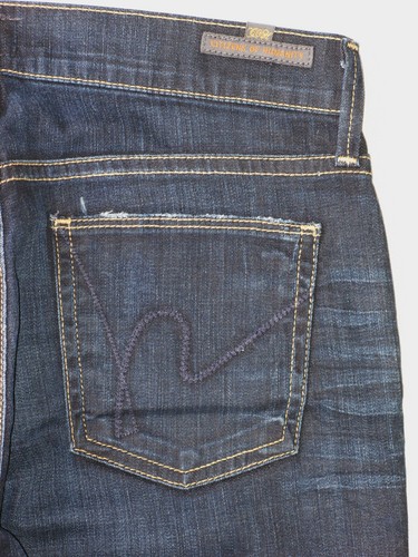 Citizens of Humanity Kelly Low Bootcut Jeans Wm Size 25 Dark Blue Distressed L28 - Picture 5 of 11
