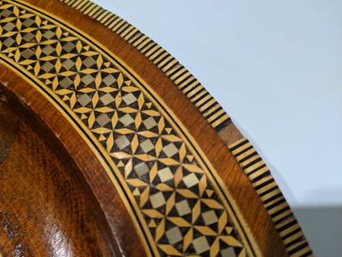 Egyptian Mosaic Abalone Mother of Pearl Inlay Wood Decorative 12" Plate Egypt  - Picture 5 of 12