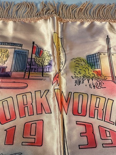 Collectible 1939 New York World Fair Pillow Cover w/ Fringe & Personal Gift Note - Picture 4 of 18