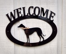 Greyhound Handcrafted Metal Welcome Sign black silhouette Made in the USA