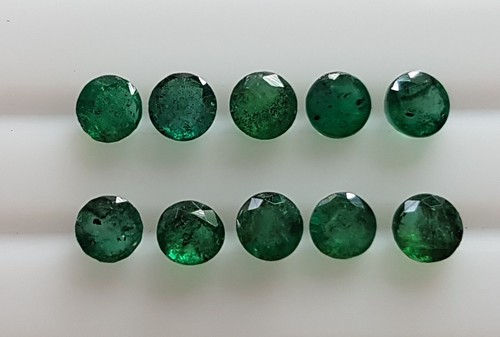 Natural Loose Emerald Dark Bright Green Brazil Origin Round Transparent 10pc 4mm - Picture 8 of 8