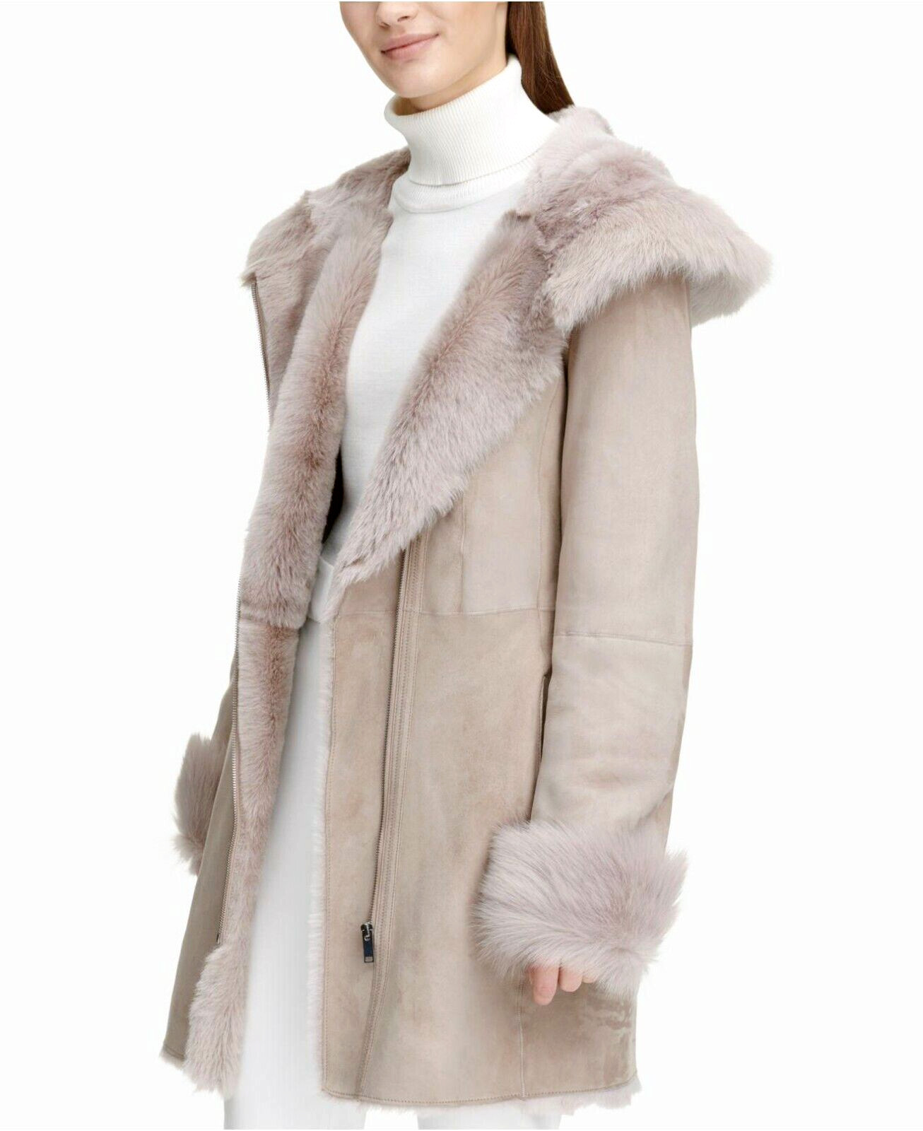 Calvin Klein Shearling Zipper Coat - Medium - NEW - RRP £2200