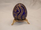 Fine Russian Cut Back Cobalt Blue To Gold Faberge St Petersburg Egg w/ Stand