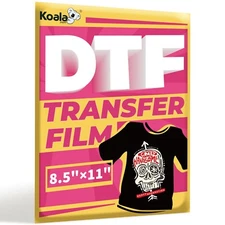 KOALA Direct to Film 8.5x11 DTF Transfer Paper Film 50 Sheet Dark T-shirt Fabric