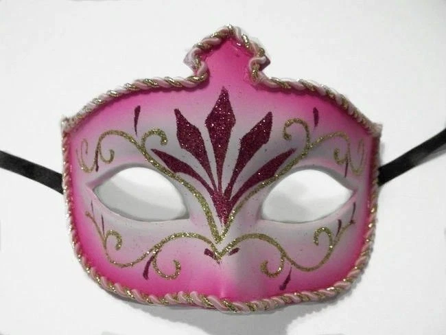 Máscara Veneciana Rosa Blanca Mardi Gras Baile Mascarada Baile Foto 2 de 4