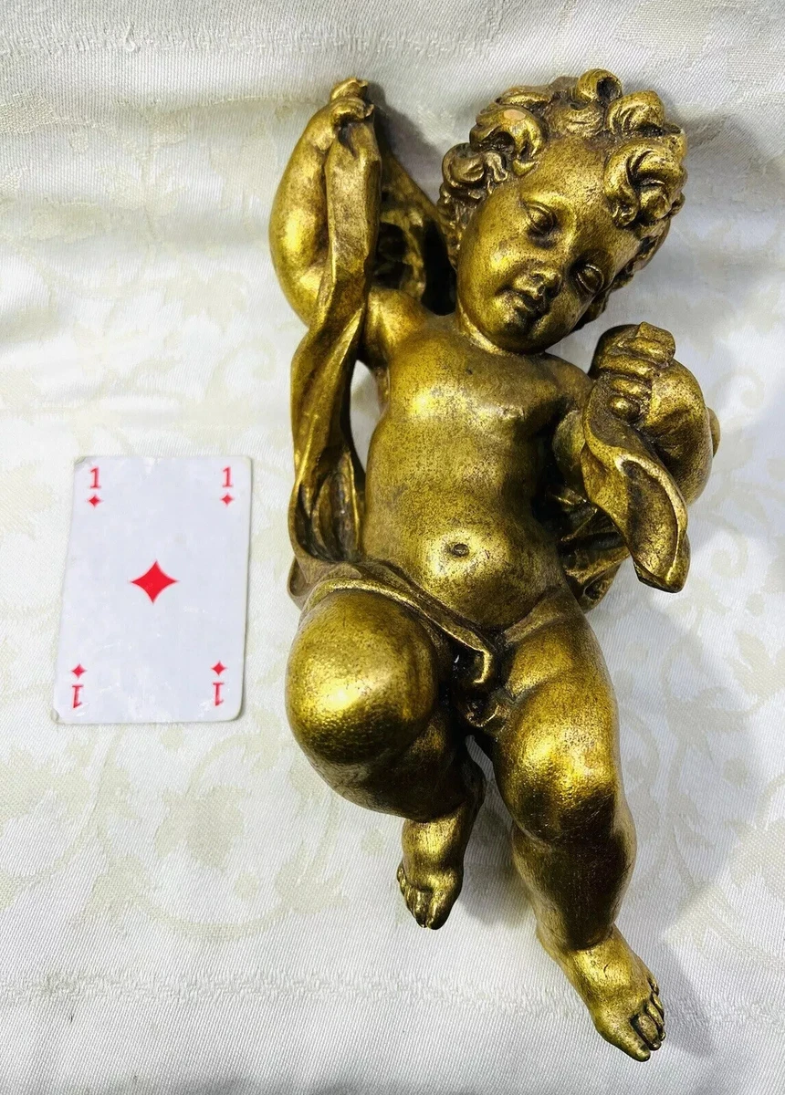 Chérubin Putti Ange En Plâtre – Cadre Ovale, Sculpture Murale, Fabrication Française
