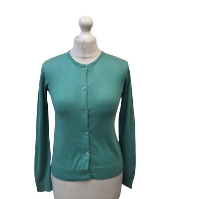 Vintage Agnes B Strickjacke türkis Knopf grün Langarm Rundhals Damen S