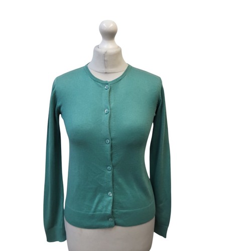 Agnès b., Vintage Agnes B Strickjacke türkis Knopf grün Langarm Rundhals Damen S