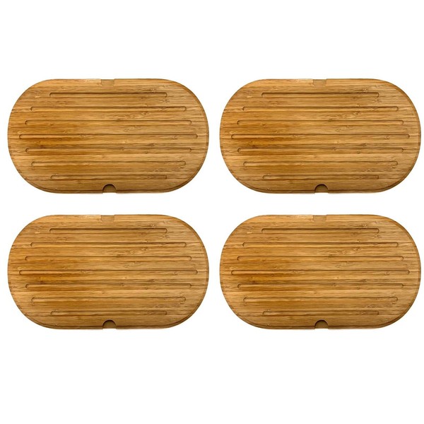 4X Brotschneidebrett Mit KrüMelrillen Bambus 37X21Cm Schneidebrett KüChenbrett-image