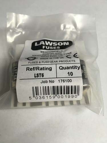 LAWSON Fuse LST6 6A 240V Street Light Cartridge Fuse Link JPSF818 VAT Invoice - Picture 5 of 5