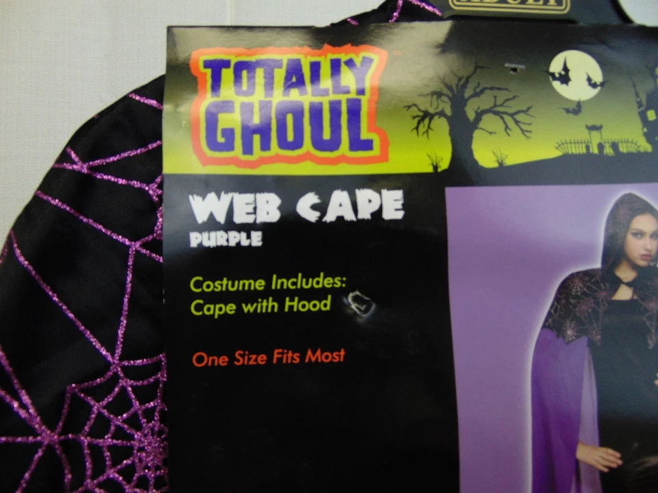 Sexy Disfraz de Telaraña con Capucha Vampiro Brillo Capa Halloween Púrpura OSFM #3460 Foto 3 de 4