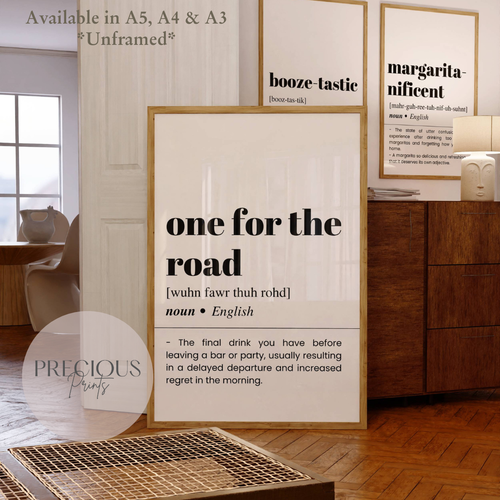 One for the road Funny Bar Kitchen Pub Poster Print / Alcohol Print - Picture 2 of 6