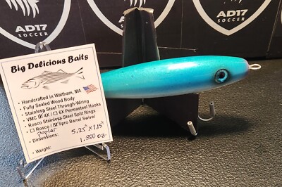 Handcrafted Saltwater Fishing Plug Surface Spook 5.25'' and 1.85 oz - Blue