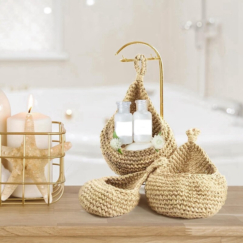 Handwoven Boho Wall Hanging Basket for Fruit Vegetable Hanging