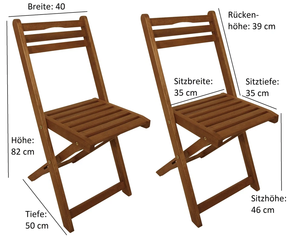 Klappstuhl Holzstuhl Gartenstuhl Gartenmöbel Stuhl klappbar PORTO Holz, 2 Stück - Bild 4 von 4