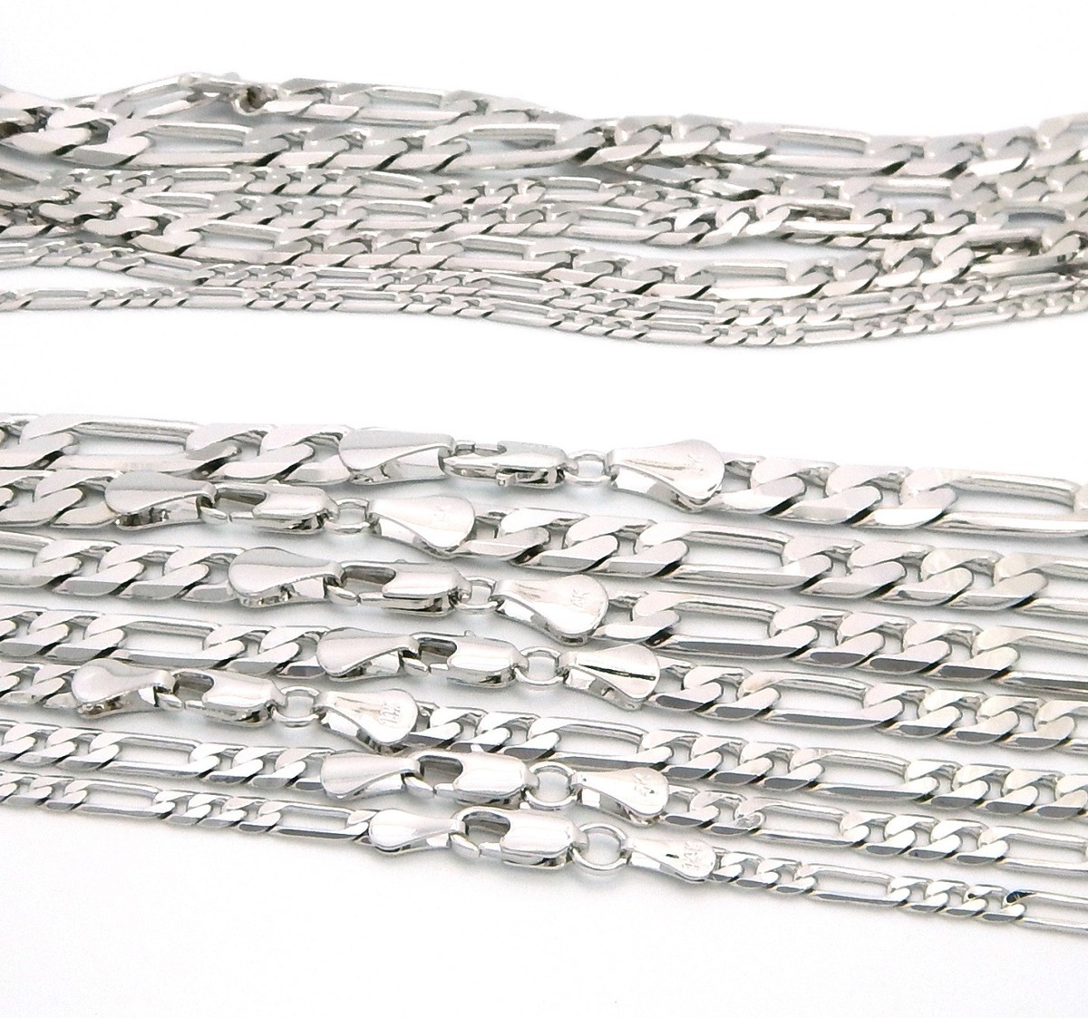 Catena Oro Giallo 22 Pollici Uomo Collana Figaro In Oro Giallo 14K Solido Italia - Lunghezza 22", Chiusura A Granchio, Per Uomo Collana Oro 14k Uomo - Foto 9