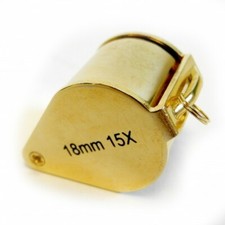 Gold Plated Triplet Loupe 15x Mag Jewellers Watchmakers Hallmarks - HP4615G