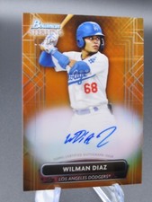 2022 Bowman Sterling Orange Wilman Diaz RC Auto /75 Los Angeles Dodgers #PA-WD