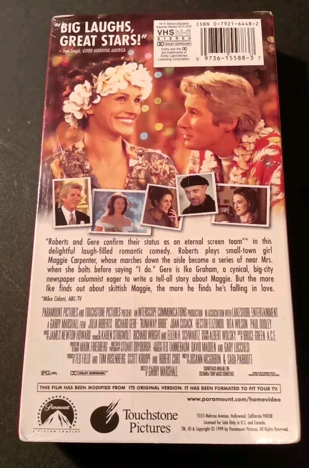 Runaway Bride Special Edition 1999 VHS Paramount Watermarks Brand New Sealed - Image 2 of 2