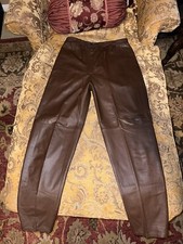 VTG PIA RUCCI Fully Lined Brown Leather Pants Biker Rocker size M Med Medium