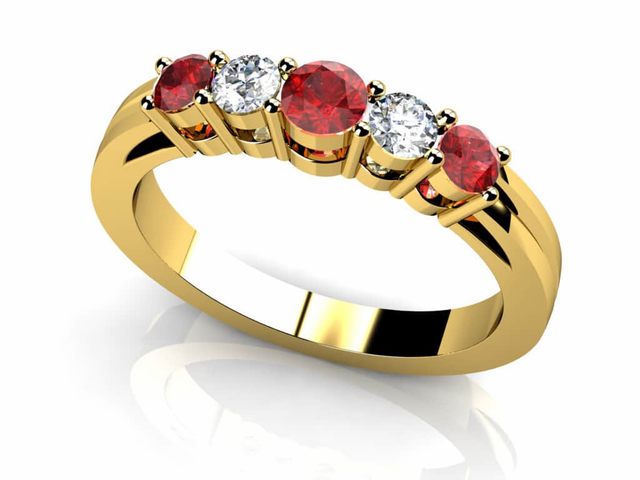 0.40ctw Five Across Ruby and Diamond Anniversary/Eternity Band-14K Gold