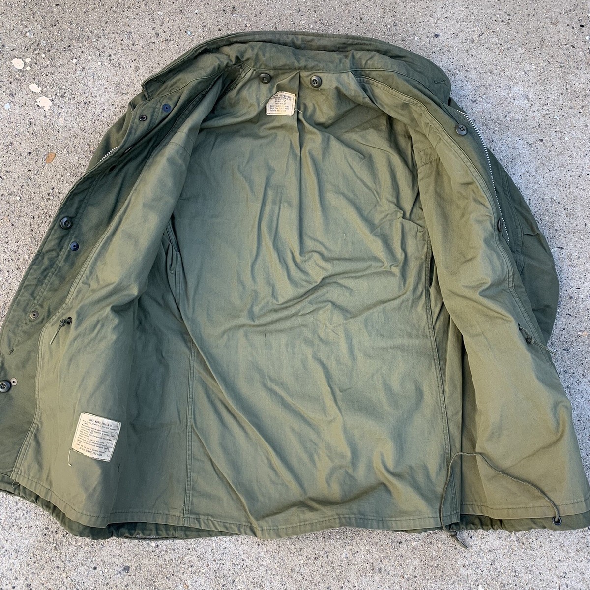 1969 Vietnam US Army Military M-65 Man's Field Coat W Hood OG-107