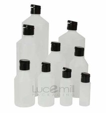 HDPE Plastic Bottles, BLACK FLIP TOP Caps 30ml -1 Litre 24 Hour Dispatch (L)