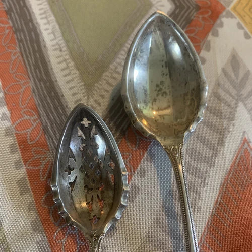 1910 Towle Sterling Silver Serving & Olive Spoon - Monogram 6 3/8”& 6”  60 Grams