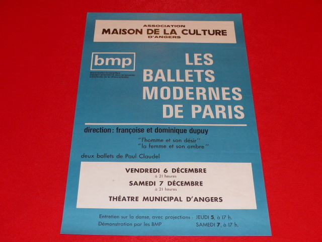 Coll.j. LE BOURHIS Póster/Ballet Moderno de Paris 1969 Angers Amca Dupuy