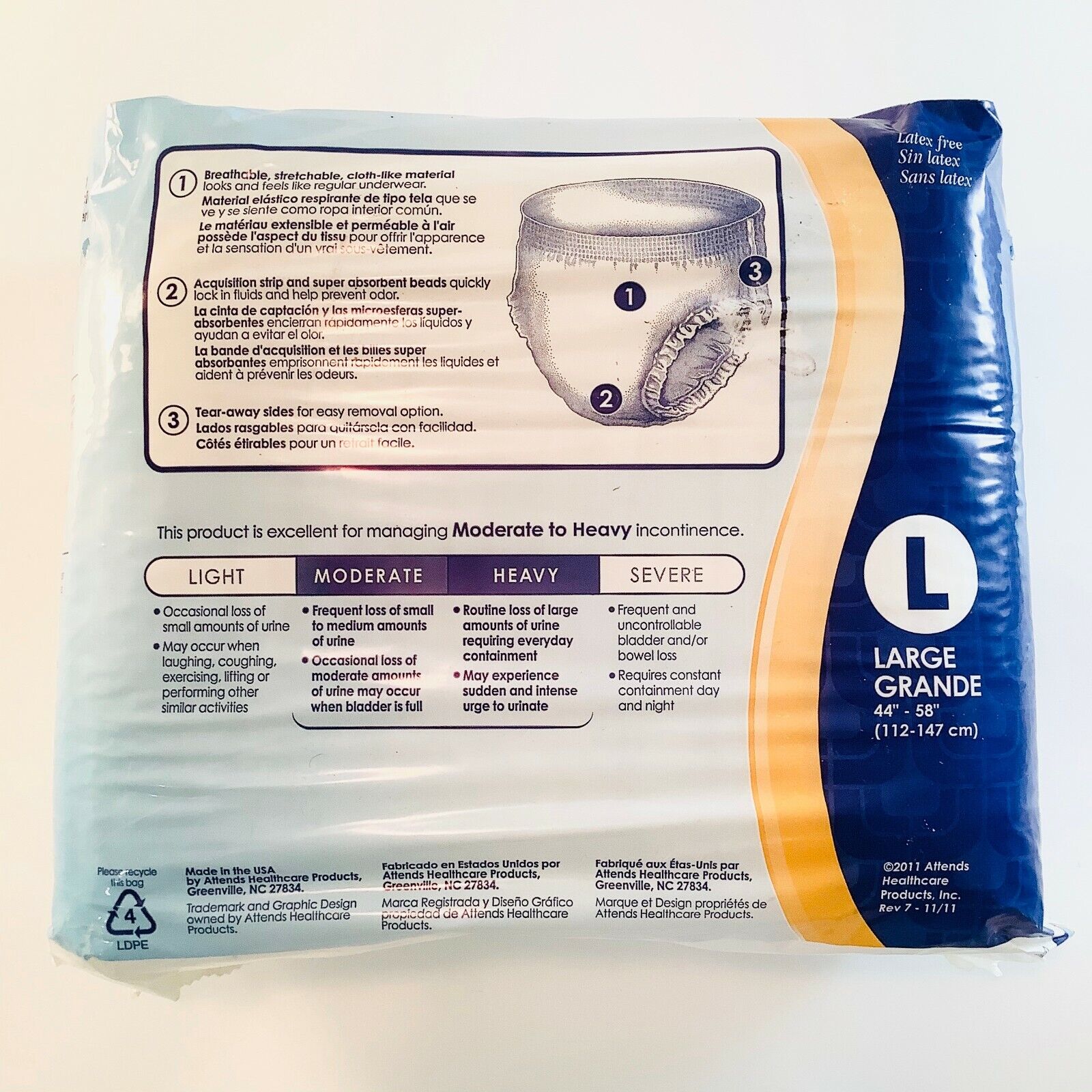 Attends Extra Absorbant Pullup Adult Underwear Disposable Large 18ct