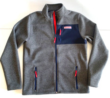 VINEYARD VINES Boys XL 18 Jacket SWEATER FLEECE Full Zip LOGO Pockets Grey EXC