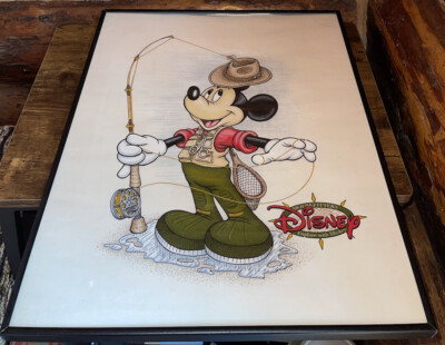 Mickey Mouse - Disney - “Fishing” - Vintage Framed Print - 20.5