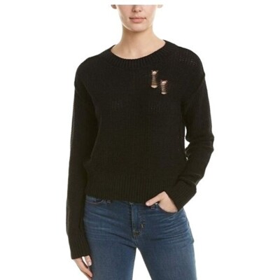 PHILANTHROPY Distressed Black Knit Sweater Ripped Punk Grunge Style S Designer