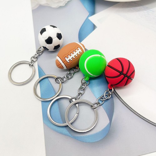 3pc Mini Sports Football Baseball Basketball Keychains Keyrings Keys Chains Gift - Picture 6 of 16