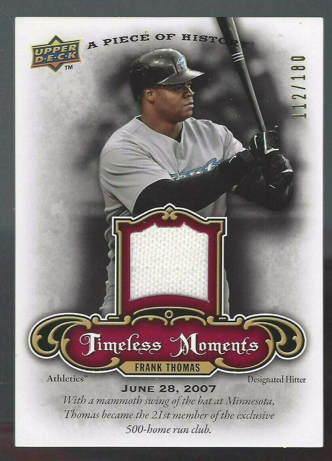 Frank Thomas 2009 UD A Piece of History Timeless Moments Jersey Red Card# TM-FT