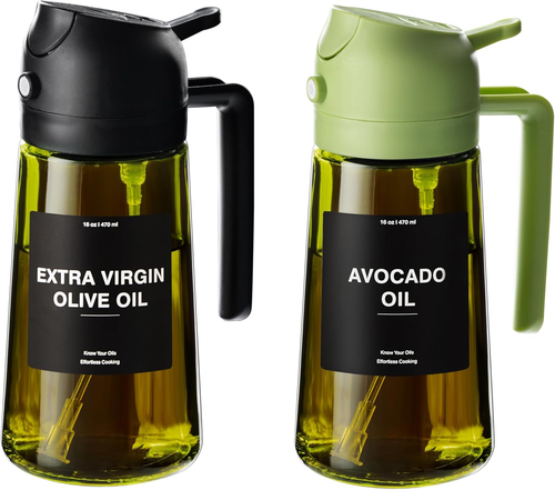 - 16Oz/470Ml Olive Oil Dispenser for Kitchen with Stickers - 2 in 1 Olive Oil Sp