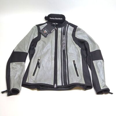 Womans Harley-Davidson Silver Hideaway Perforated Leather Jacket L