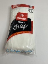 Hanes Men s White Briefs 3 Pair Size 42 100 Preshrunk Cotton Vintage 1997